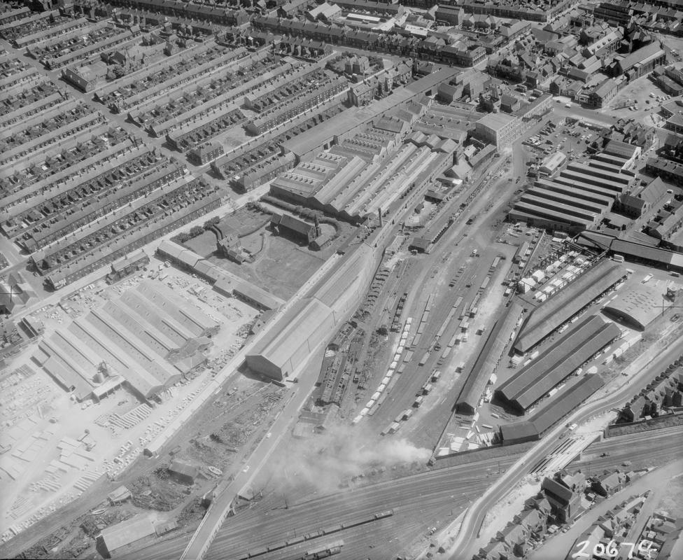 Sunderland, British Railways Goods Yard (Monkwearmouth), S. Tyzack's Concrete Works, British Ropes, and Pyman, Bell & Co. Timber Merchants