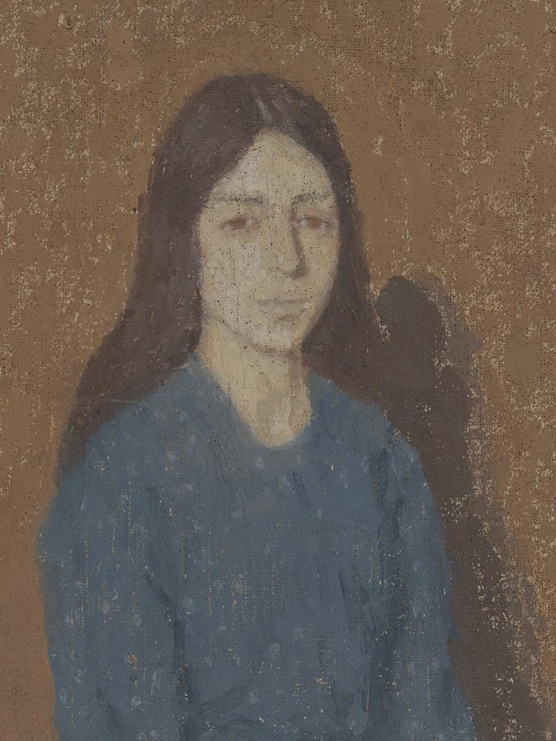 Merch mewn Ffrog Las