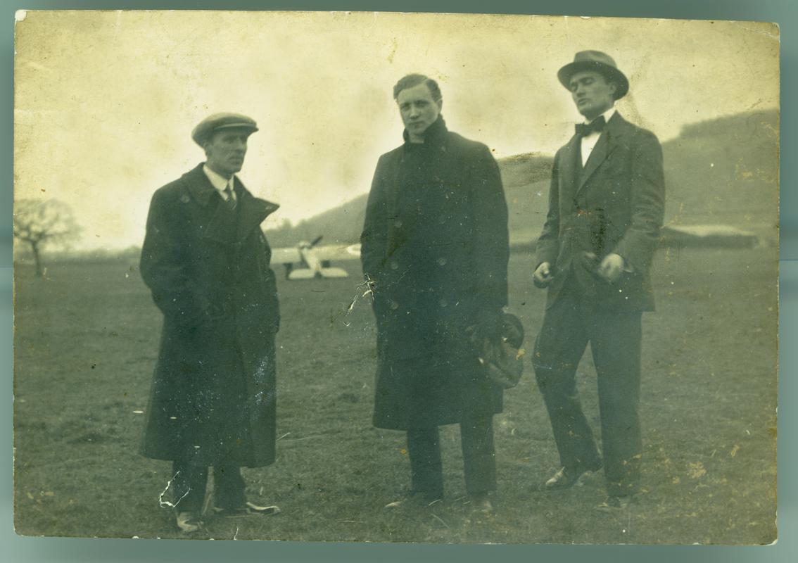 C.H. Watkins, Gustav Hamel and Hamel's secretary at Cardiff