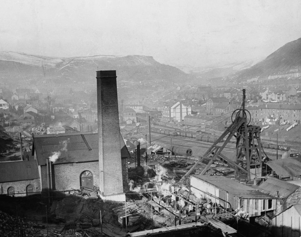 Cambrian Combine Strike. Naval Colliery with mid Rhondda in the distance