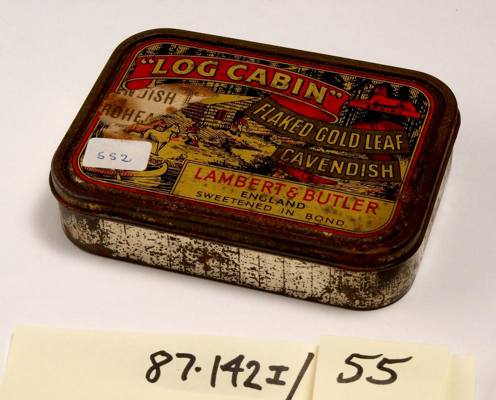 Log Cabin tobacco tin