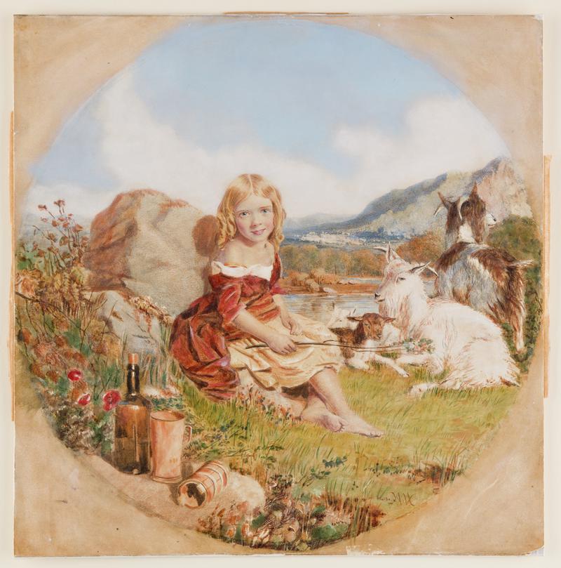 Girl with Goats in a Landscape