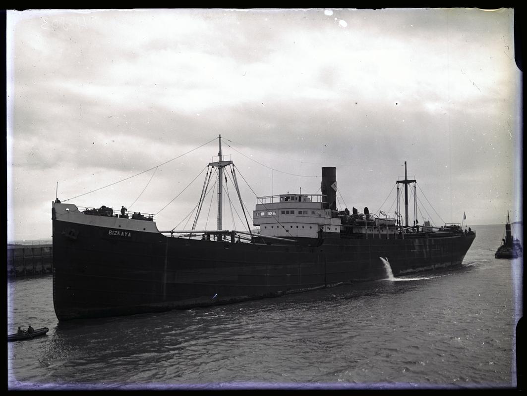 3/4 Port Bow view of S.S. BIZKAYA, c.1936.