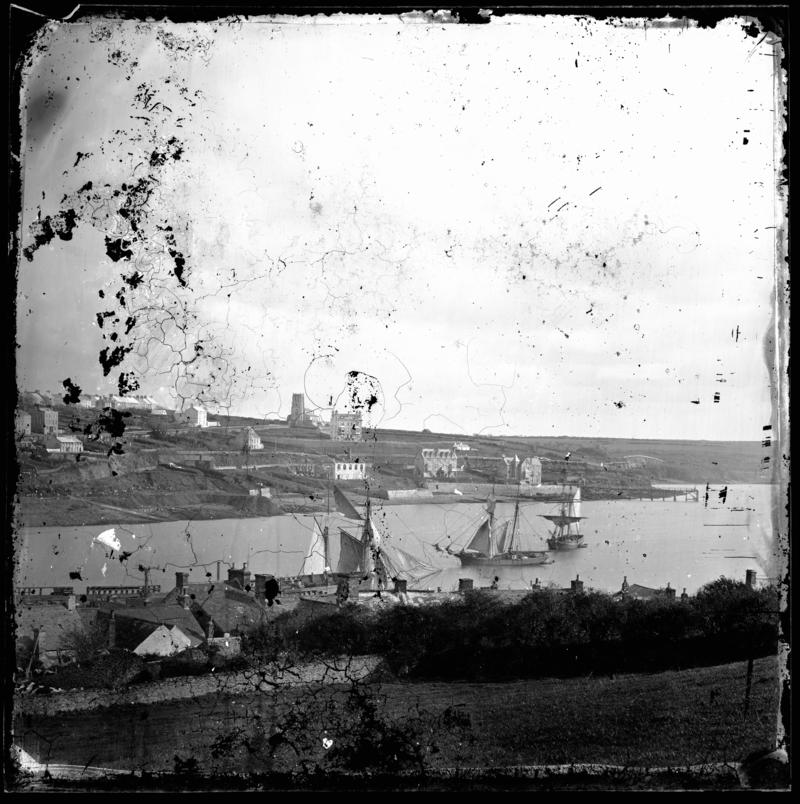 Two schooners and a brigantine at entrance to Milford Haven, c.1880's