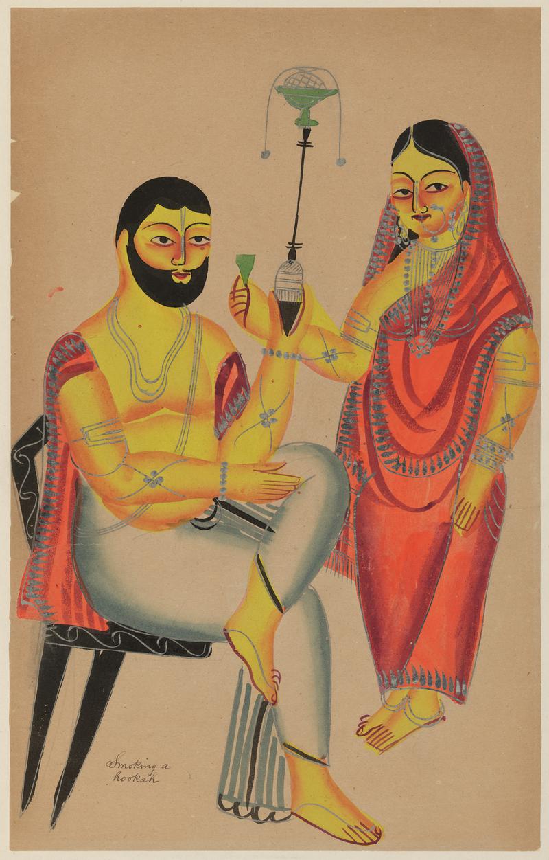 The Mohanta and Elokeshi with hookah