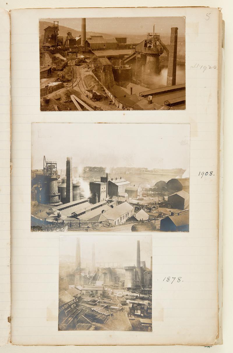 Photograph album/scrapbook of Brymbo Works and its associated works including  Hook Norton opencast iron ore workings.