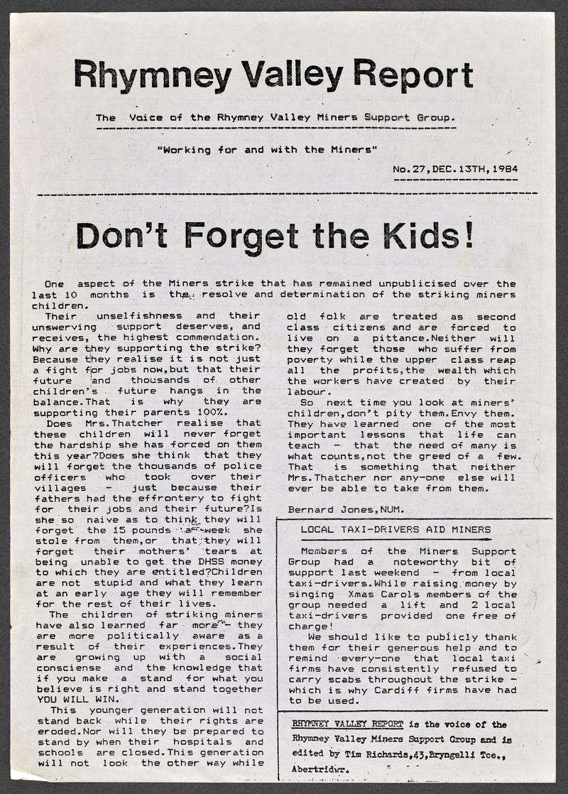 front cover - 'Don't forget the kids' Xmas poem