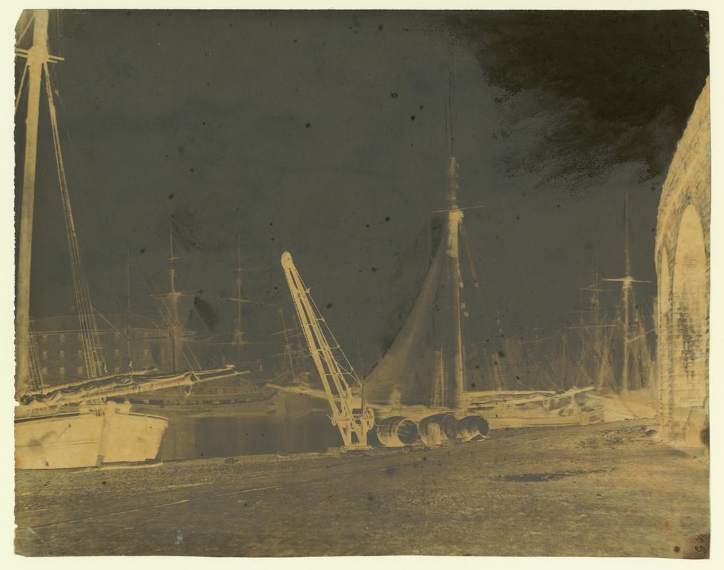 Wax paper calotype negative. Swansea Dock (1855-1860)