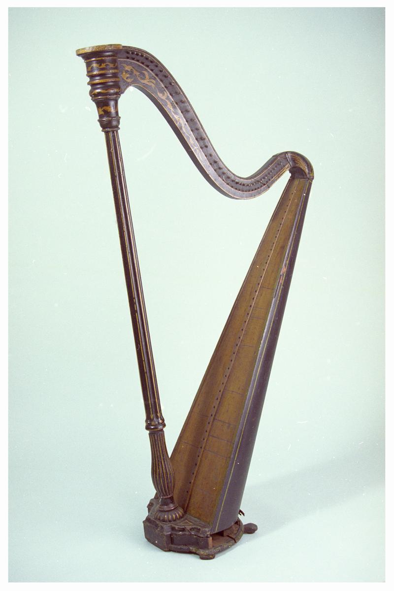 Single harp c. 1850. Belonged to Richard Norton of Caerphilly