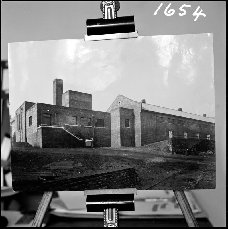 Black and white film negative of a photograph showing Deep Navigation colliery buildings.