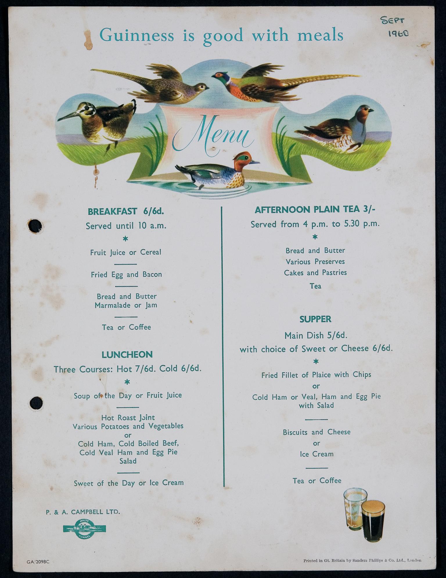 P. & A. Campbell Ltd. menu
