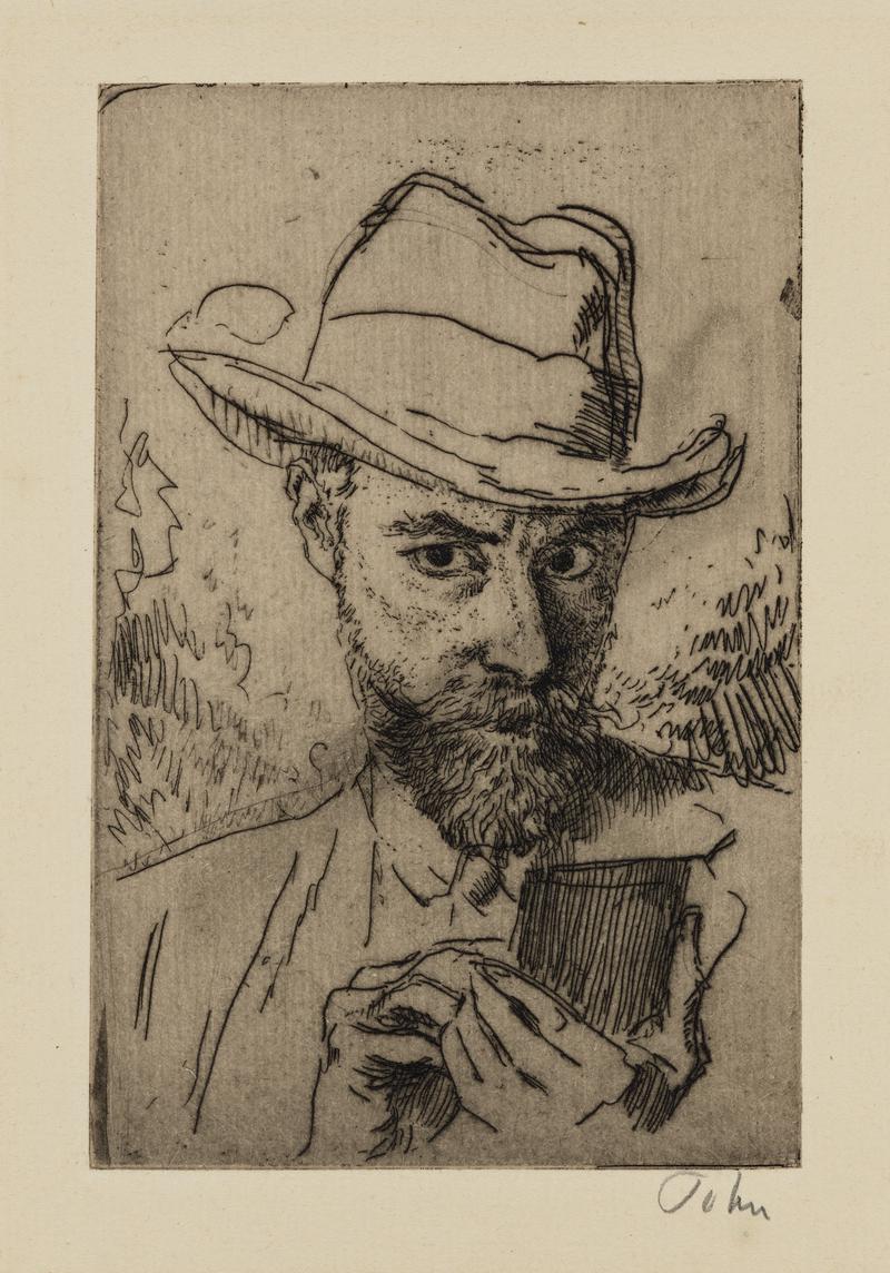 Self Portrait: A man etching