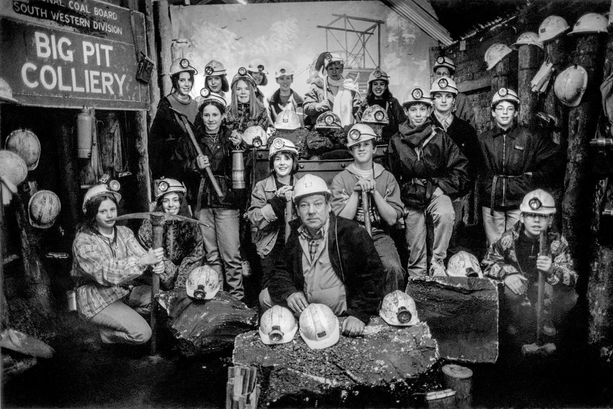 GB. WALES. Blaenavon. Big Pit Museum. French students visit the mine. 1996