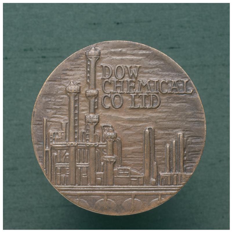 Dow Chemical Co. Ltd. 25th Anniversary commemorative medallion (obverse)