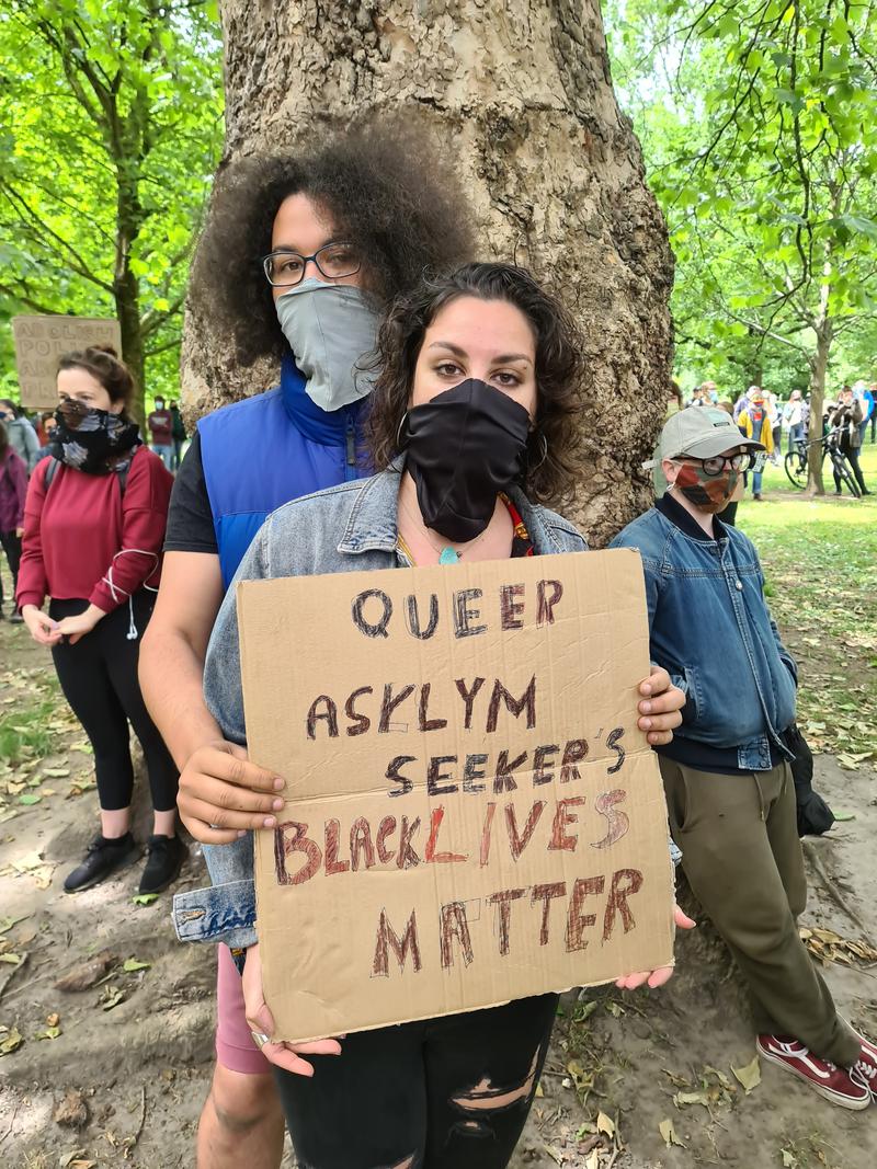 Glitter Cymru members at the Black Lives Matter protest, Cardiff, 6 June 2020.