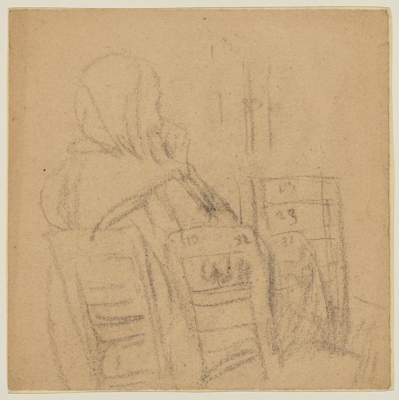 Woman seated in church