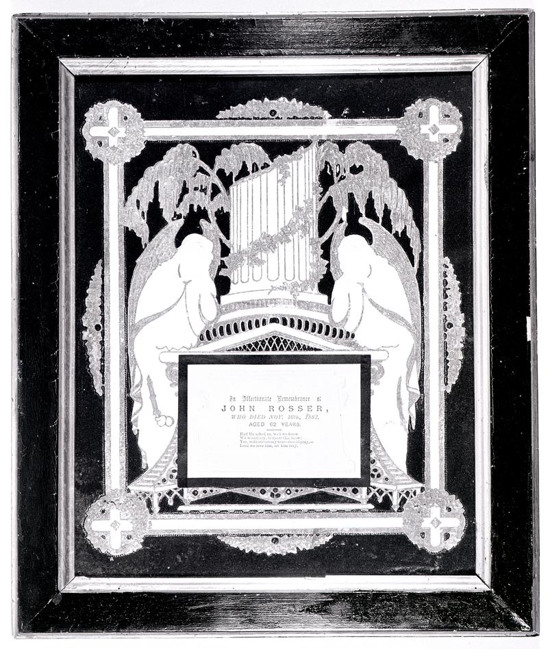 Framed Memorial Card, 1882.