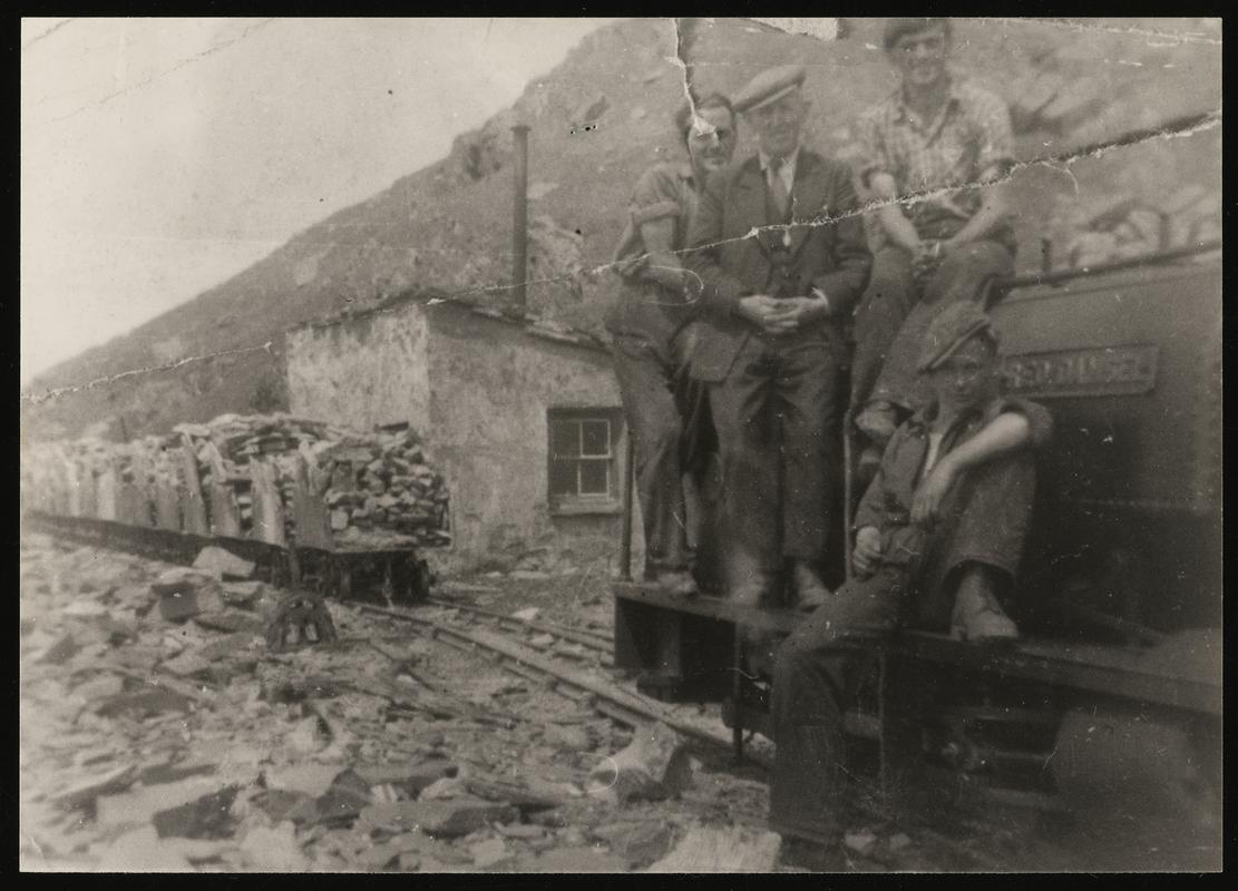 Modern copy photograph showing part of the RED DAMSEL steam locomotive at the Dinorwig Quarries, Llanberis in the 1950's.