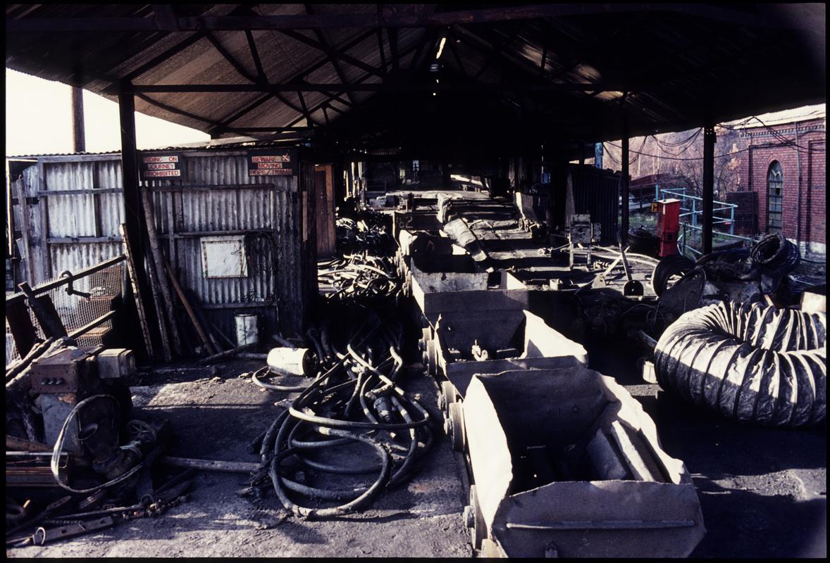 Colour film slide showing a ?storage area, Ammanford Colliery, 19 February 1977.