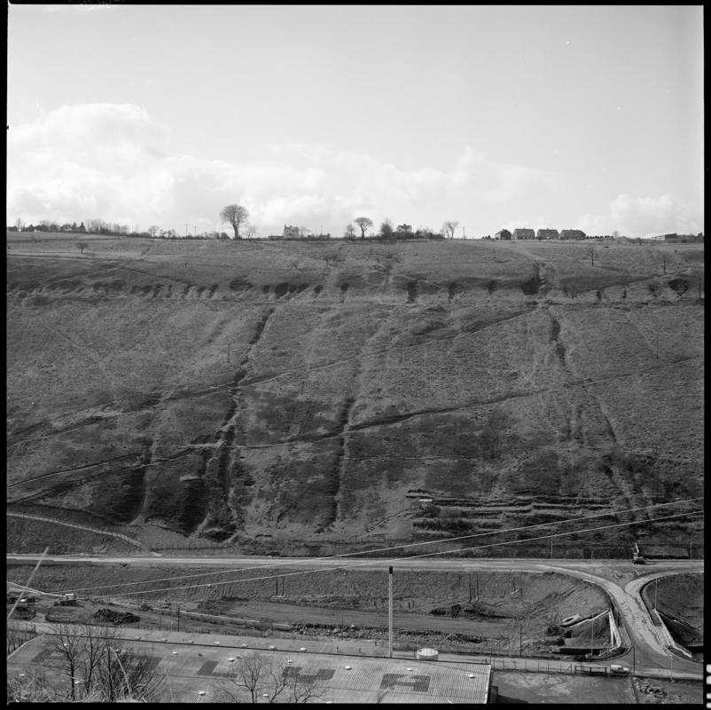 Black and white film negative showing levels, Llanhilleth Colliery 25 March 1983.  'Levels Llanhilleth 25 March 1983' is transcribed from original negative bag.