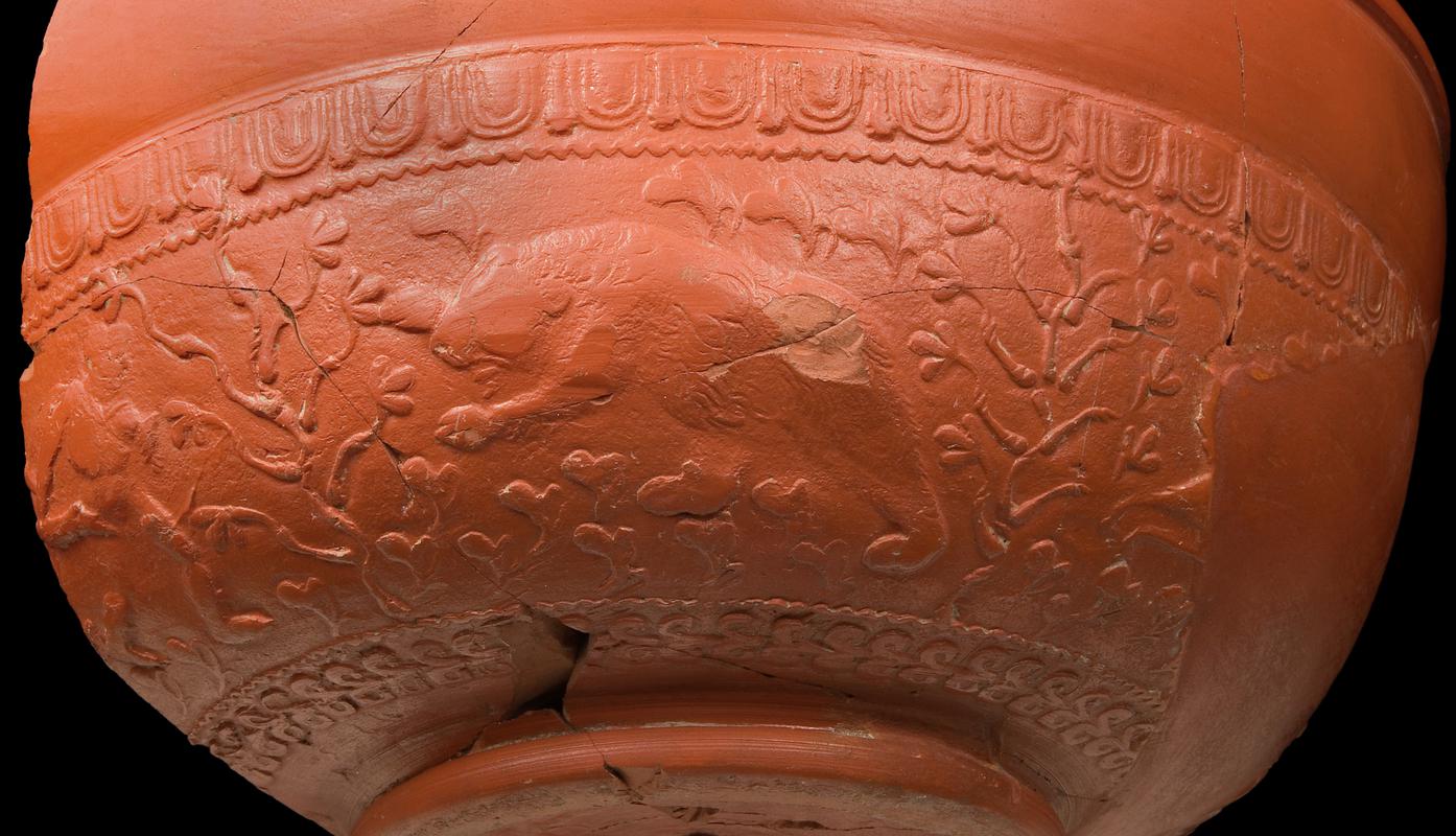 Roman samian bowl, decorated