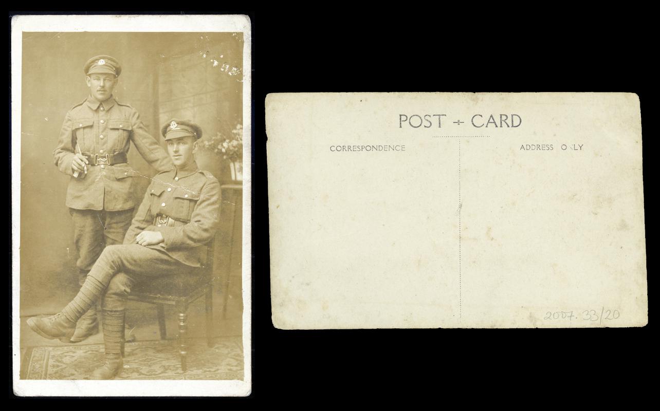 portait of two soldiers (one possibly Evan W Jones) (front & Back)