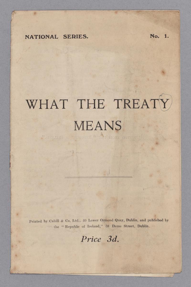 "What the treaty means." National Series. No1. - Front cover (page 1)