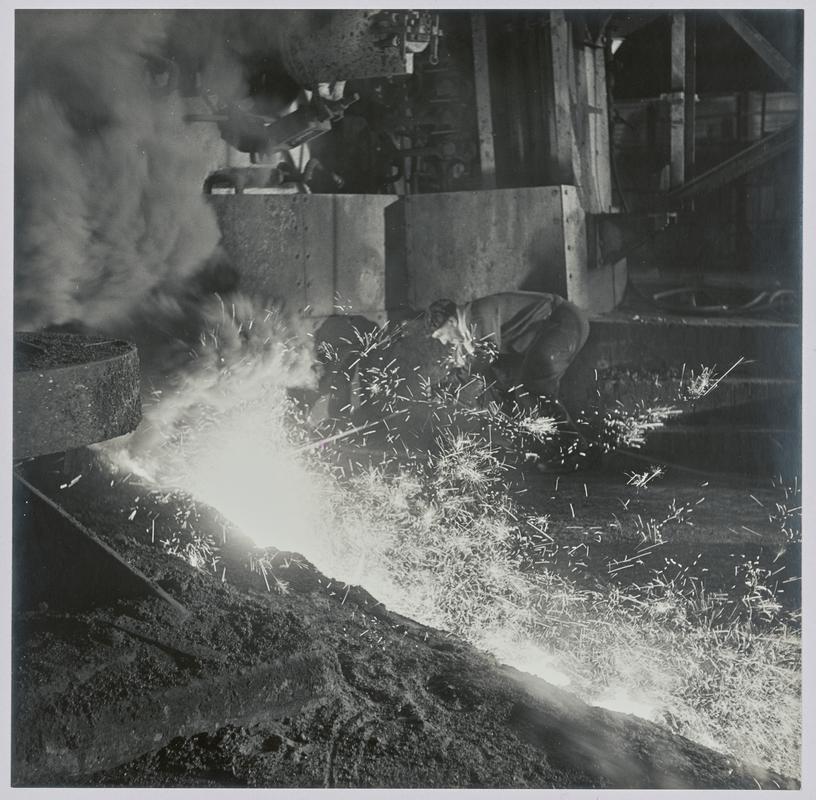 "Margam" - Furnace tapping - Photograph of steelworks and South Wales