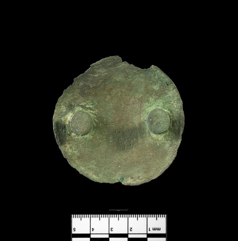 Roman copper alloy harness stud, enamelled