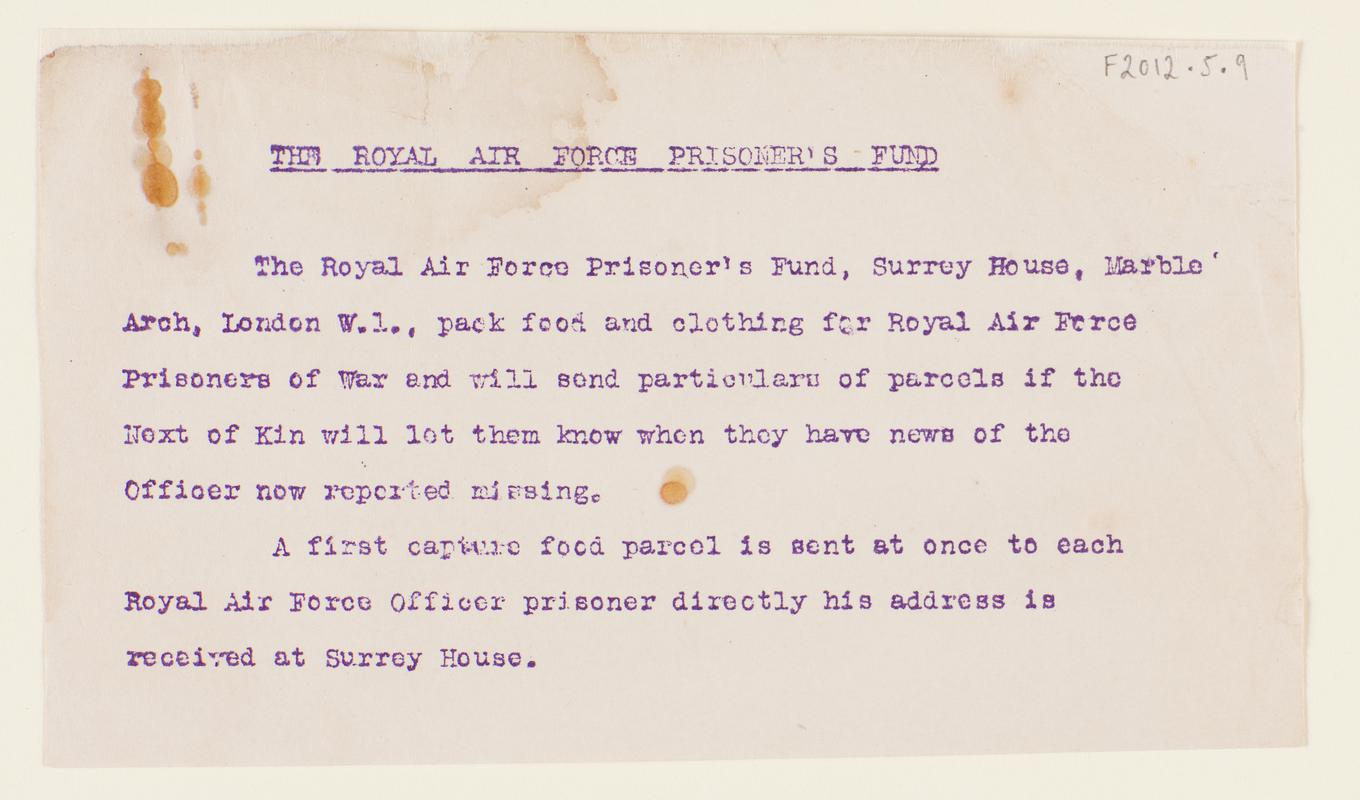 The Royal Air Force Prisoner's Fund