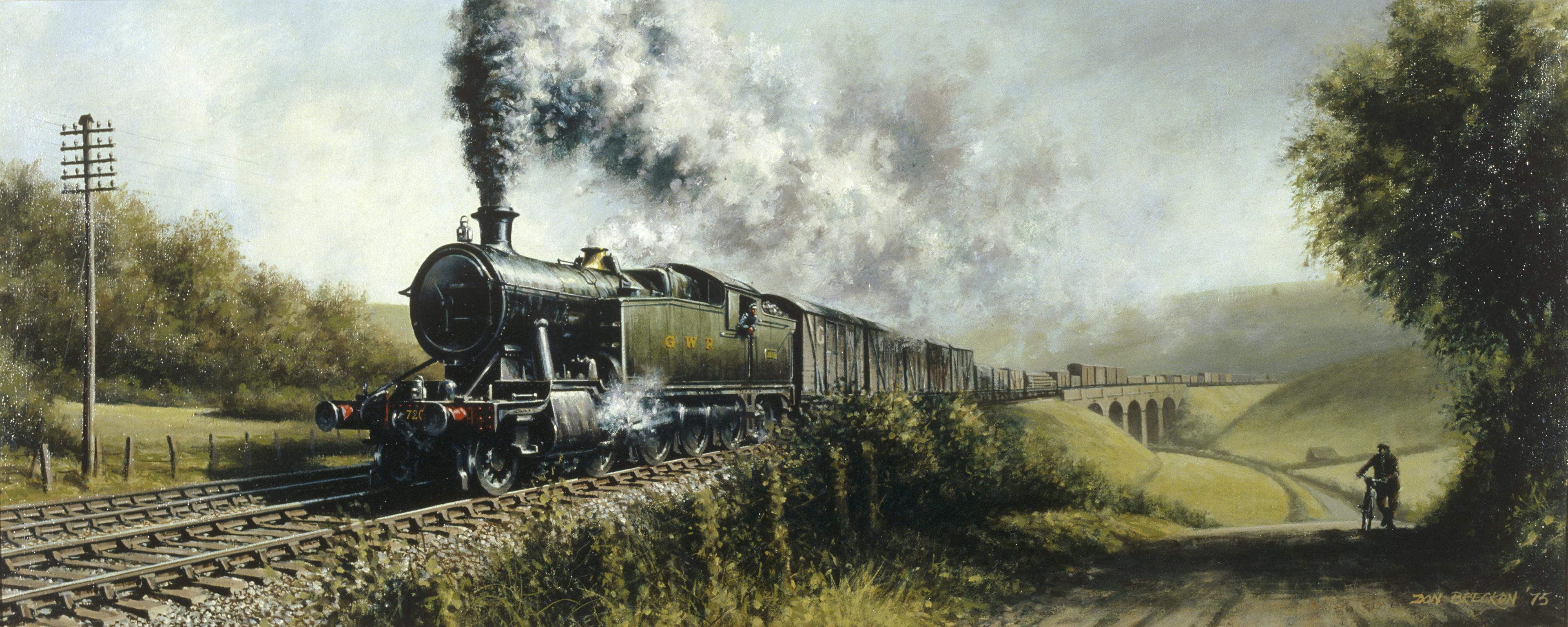 Heavy Freight. G.W.R. Freight Train in South Wales Headed by Locomotive 720X (painting)