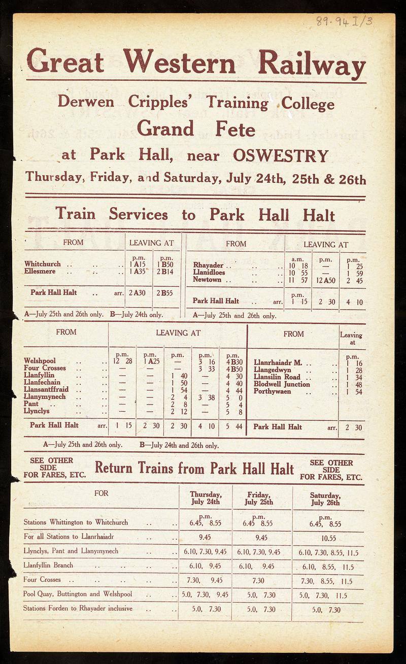 Great Western Railway, handbill
