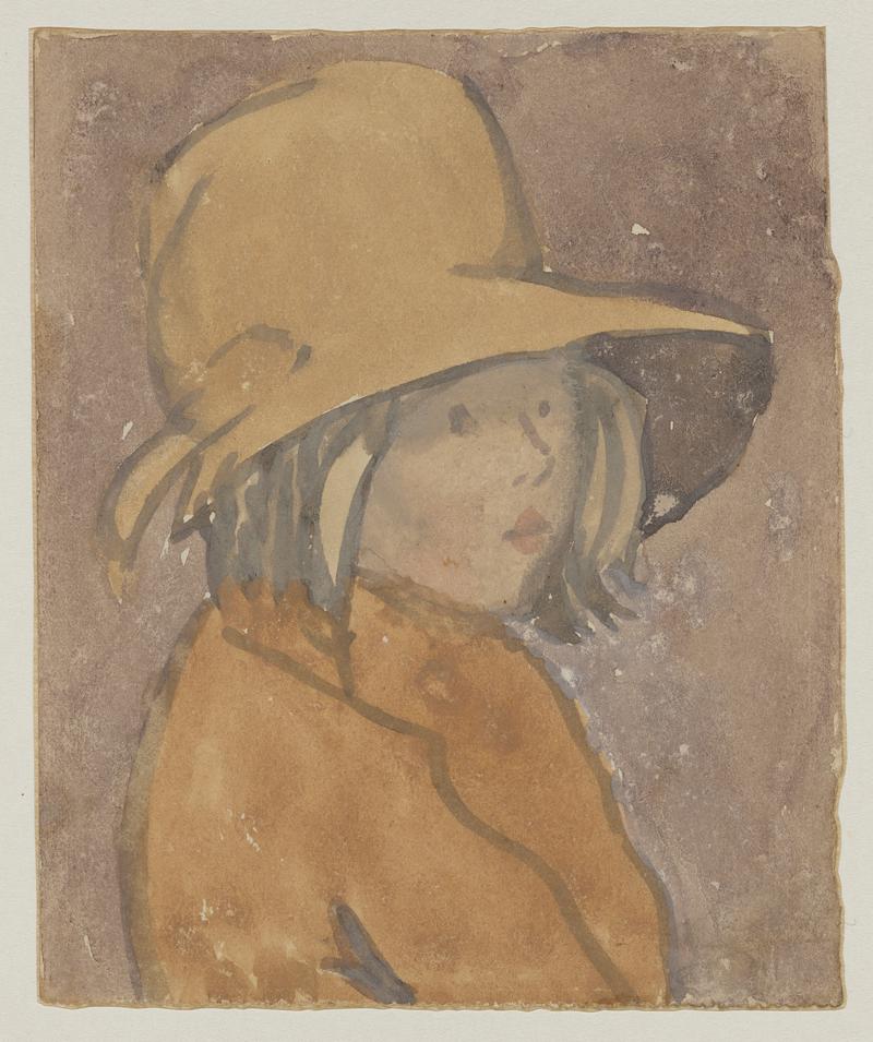 Young girl in brown hat and coat