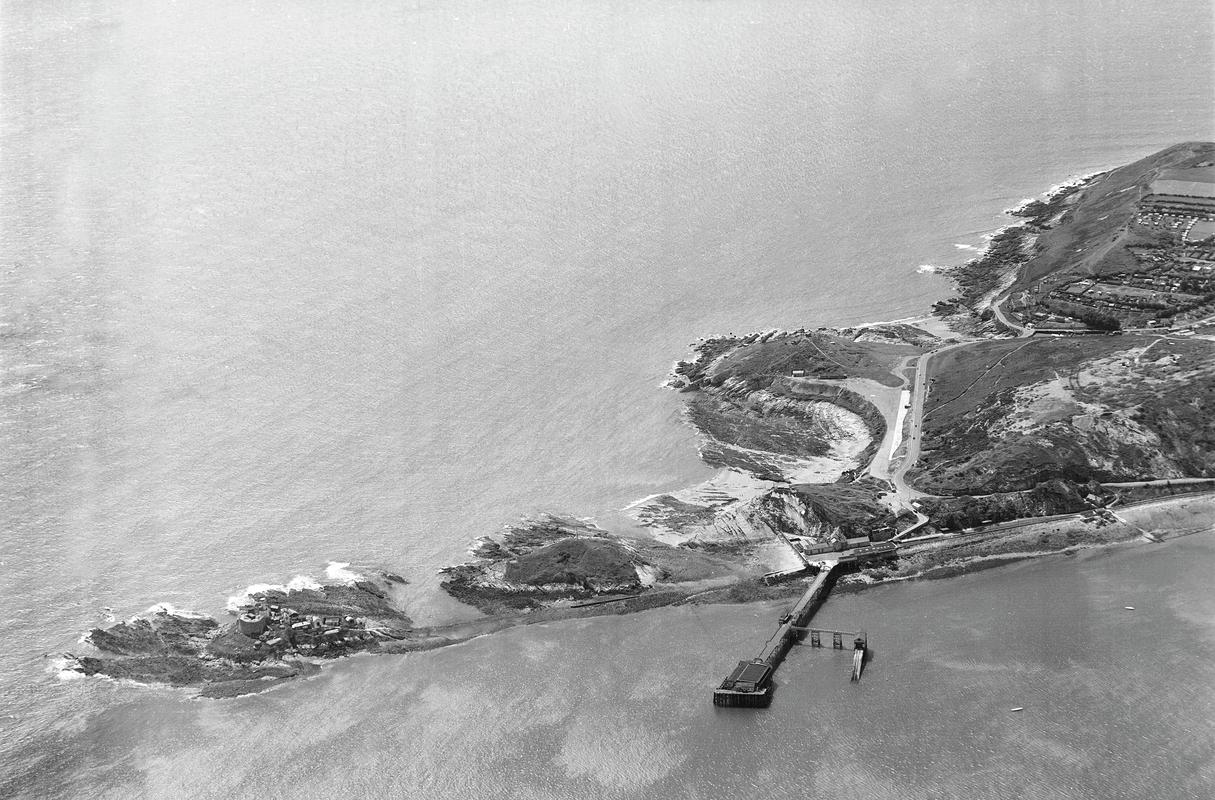Aerial view of Mumbles Head, lighthouse, pier & lifeboat station