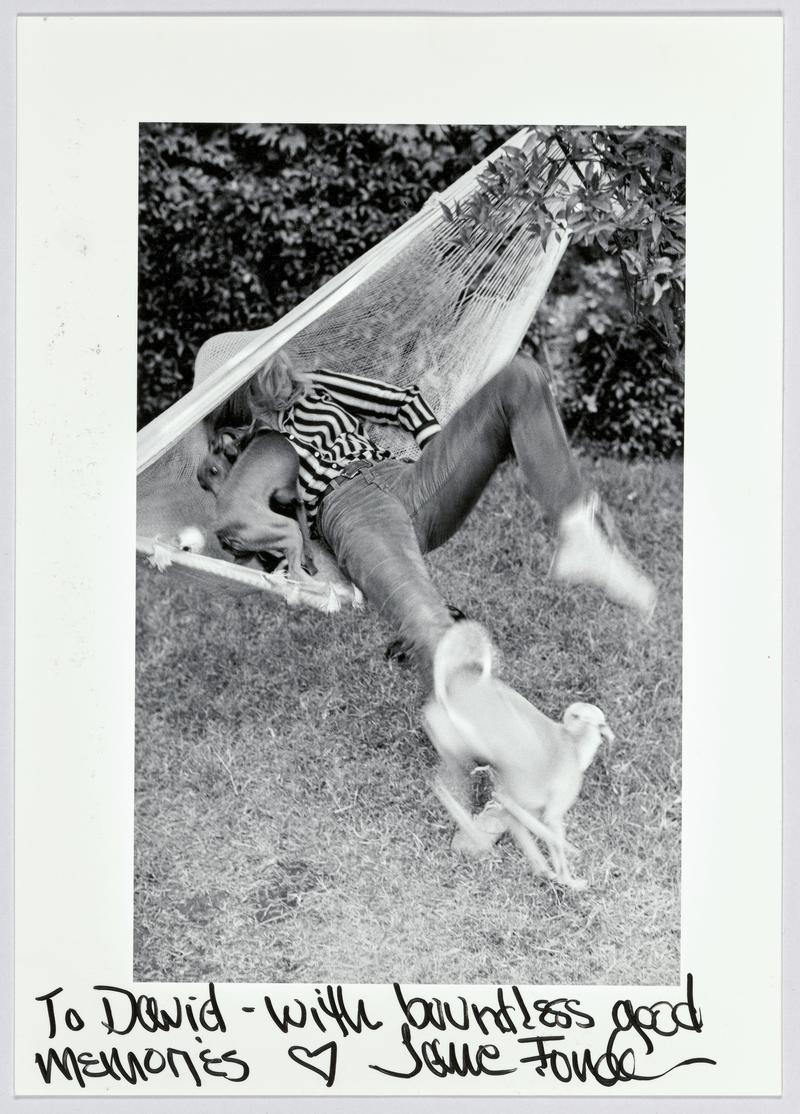 Jane Fonda relaxes in her garden while making the film Barbarella - See also NMW A 57462 contact sheet for this shoot.