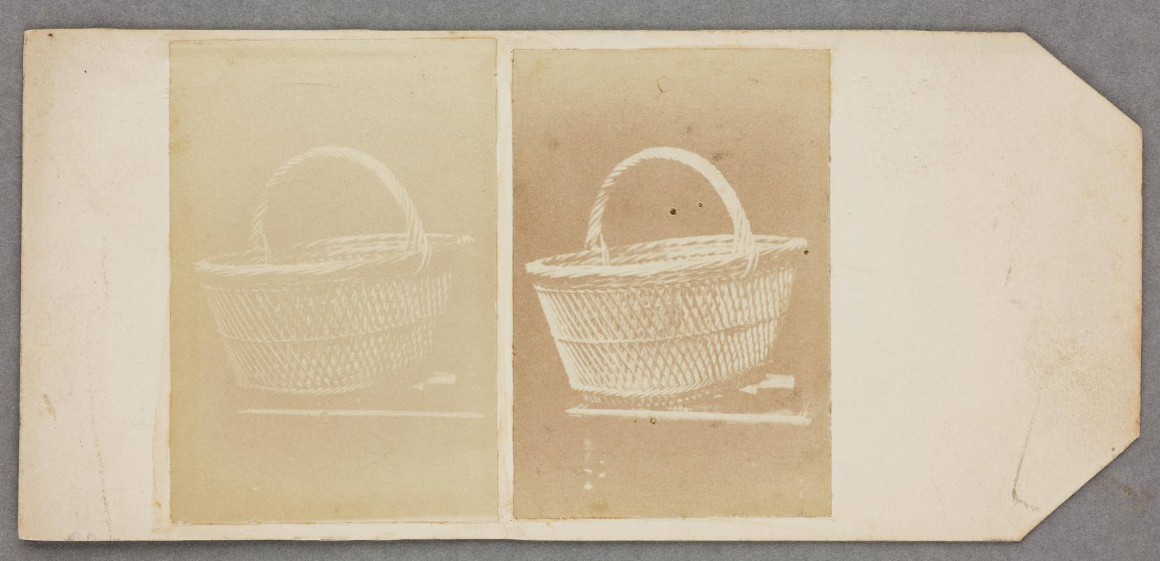 large basket on table, photograph
