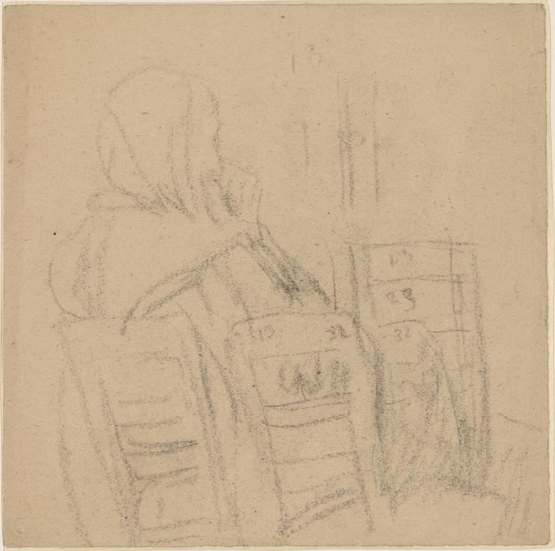 Woman seated in church