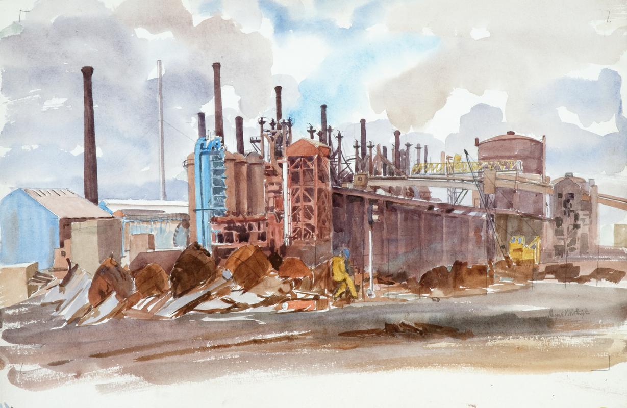East Moors steelworks, watercolour