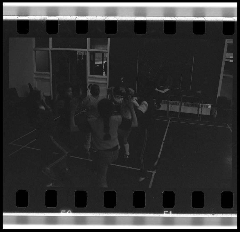 Group of girls dancing at Butetown Youth Club.