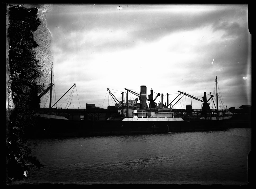 Port broadside view of S.S. SEVENSEAS STAR at Cardiff Docks, c.1936.