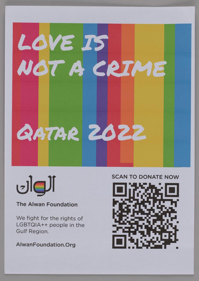 Flyer 'Love is not a crime Qatar 2022'.