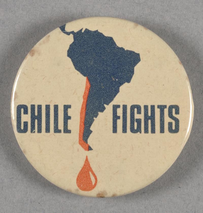 Badge with slogan 'CHILE FIGHTS' and outline of South America.