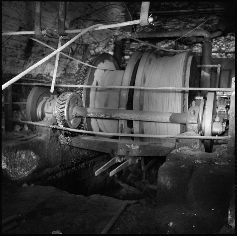 Black and white film negative showing a steam haulage engine, Wyndham Western Colliery. 'Western/ Wyndham' is transcribed from original negative bag.