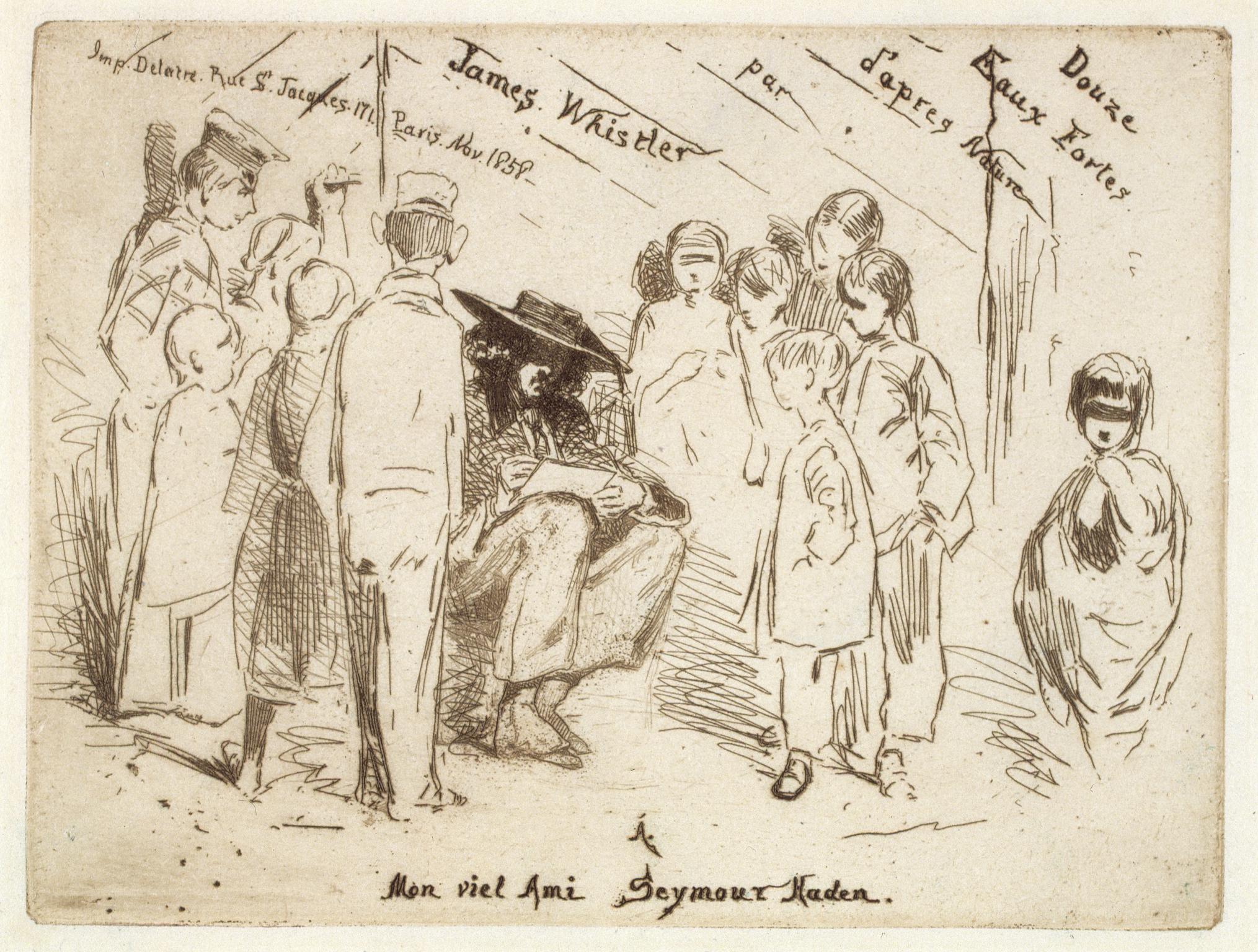 James Whistler sketching in France