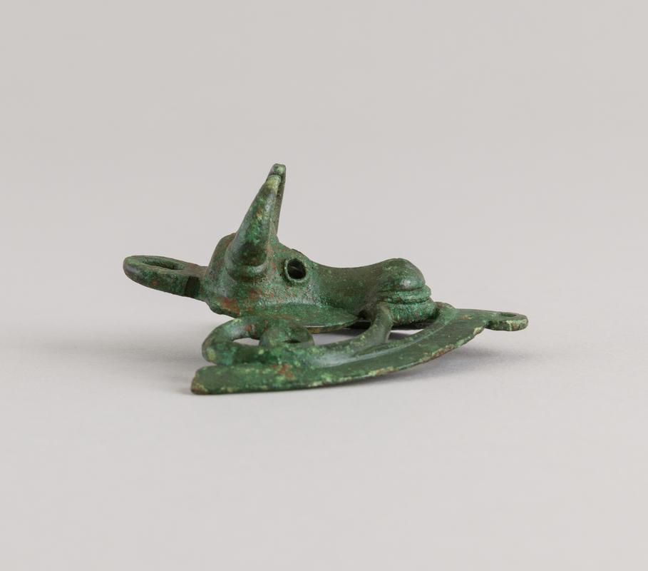 Roman copper alloy ox head escutcheon