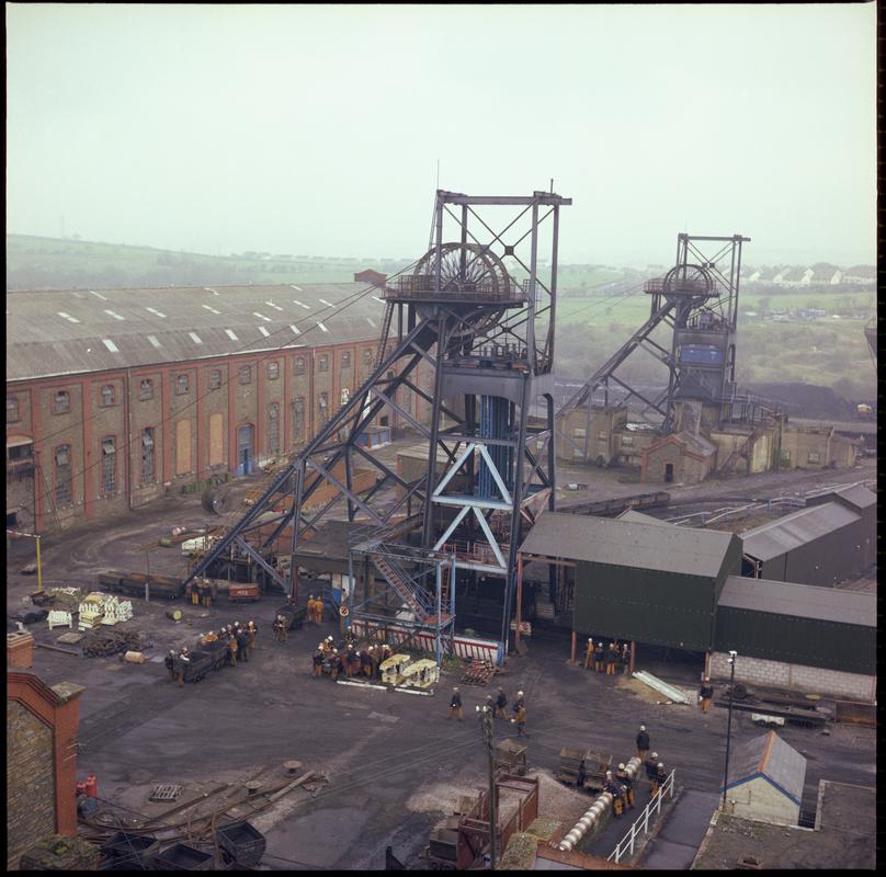 Colour film negative showing a general view of Penallta Colliery from the baths.  'Penallta' is transcribed from original negative bag.