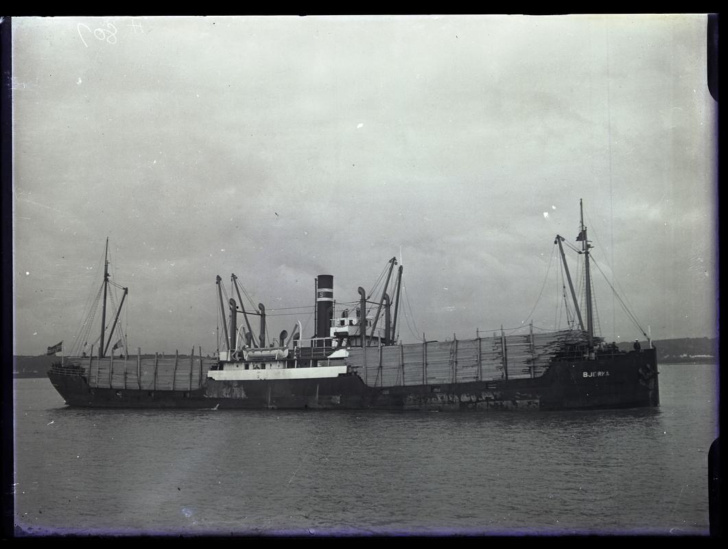 Starboard Broadside view of S.S. BJERKA, c.1936.
