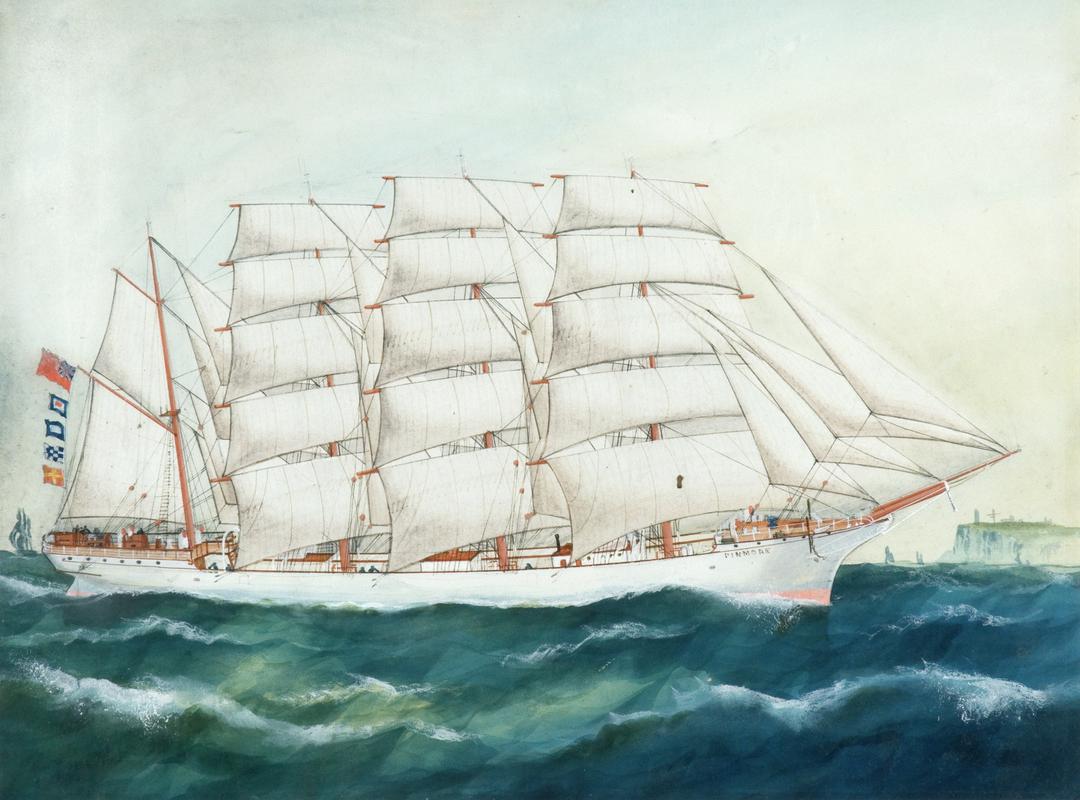 Painting : 4-masted barque PINMORE (artist unknown)
