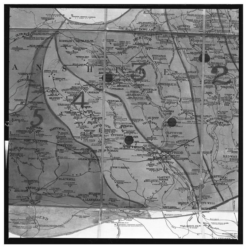 South Wales coalfield map, film negative