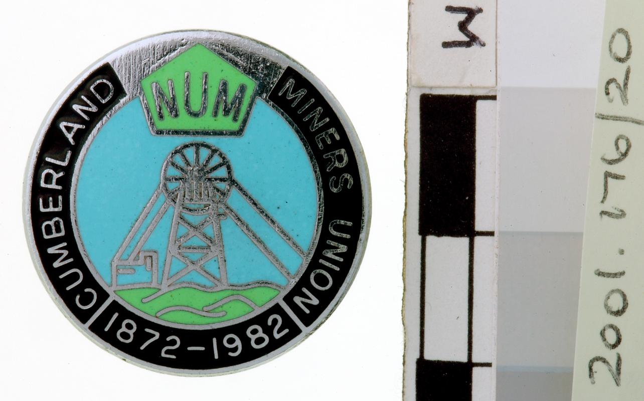 NUM "Cumberland Miners Union 1872-1982" Lapel Badge